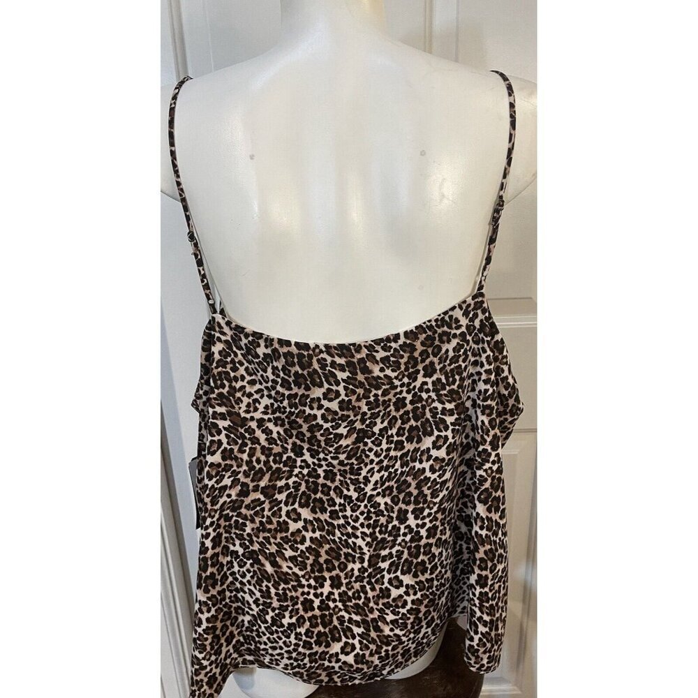 Melrose and Market Nordstrom Lace Trim Leopard Cami Top Beige Womens 2X New - Picture 7 of 9